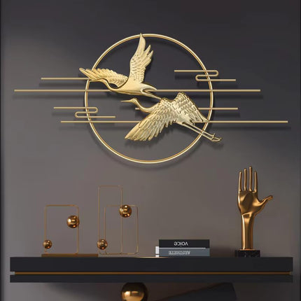 Swadeshi World Golden Flying Bird Wall Art with Metal Frame (Golden, 48 x22 inch)