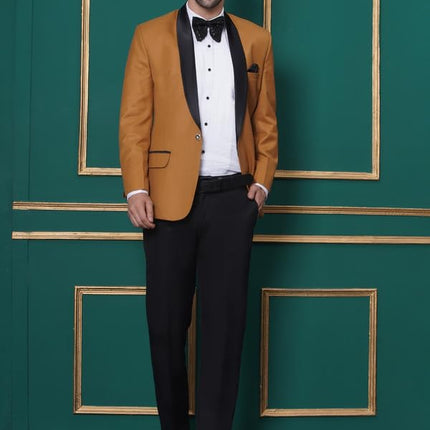 Swadeshi World Tuxedo Blazer for Men with 2 Pockets | Rayon Slim Fit Blazers | Ethnic Wear Tuxedos | One Button Solid Tuxedo Blazers in Shawl Collar | Blazer for Wedding, Festive, Formal