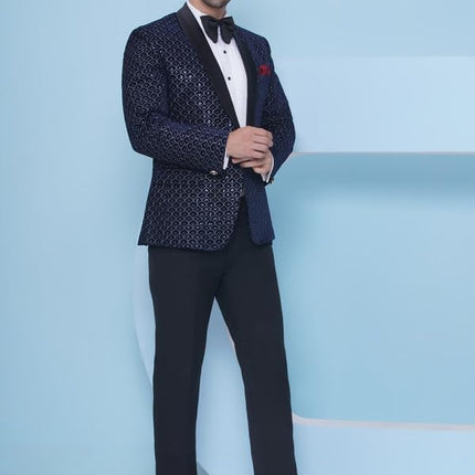 Velvet Wedding Blazer Suit for Men Embroidered Velvet Blazer Relaxed Fit Blazer for Men