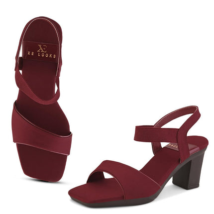 Women's Trendy Block Heels Open-Toe Sandals with Elastic Support, Anti-Skid Sole & Block Heels For Girls & Women