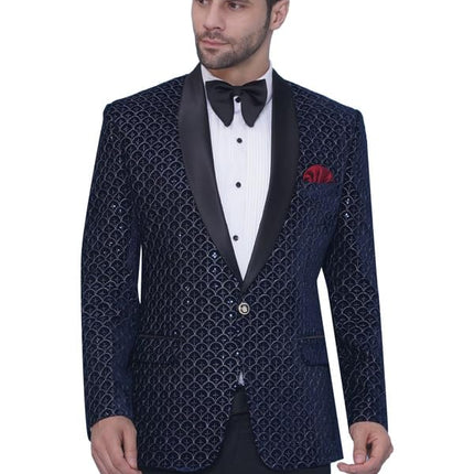 Velvet Wedding Blazer Suit for Men Embroidered Velvet Blazer Relaxed Fit Blazer for Men