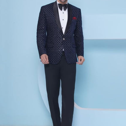 Velvet Wedding Blazer Suit for Men Embroidered Velvet Blazer Relaxed Fit Blazer for Men