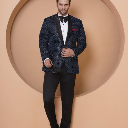 Velvet Wedding Blazer Suit for Men Embroidered Velvet Blazer Relaxed Fit Blazer for Men