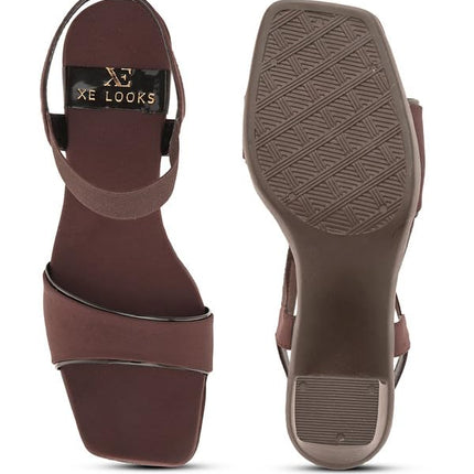 Women's Trendy Block Heels Open-Toe Sandals with Elastic Support, Anti-Skid Sole & Block Heels For Girls & Women