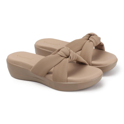 Women’s Wedge Slip-On Sandals with Knot Strap | Comfortable Casual Platform Slippers for Girls & Women