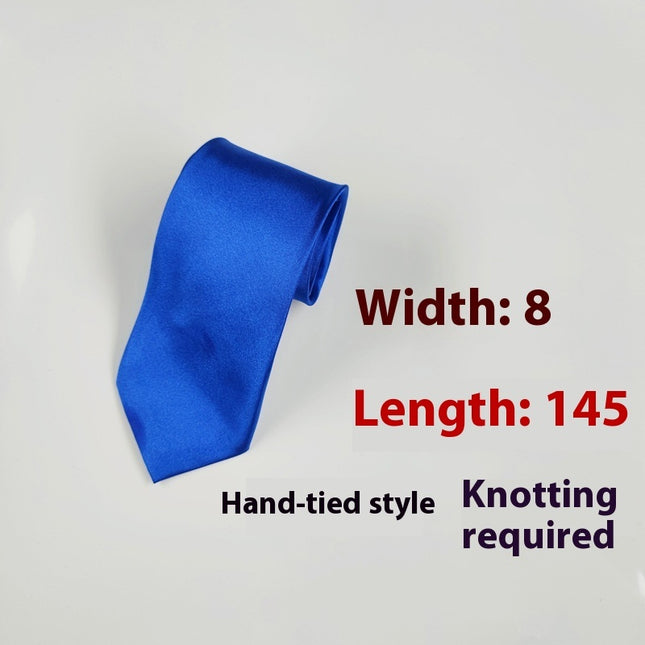 Swadeshi World Men's Silk Ties 8cm Black Hand-tied Plain Suit Tie
