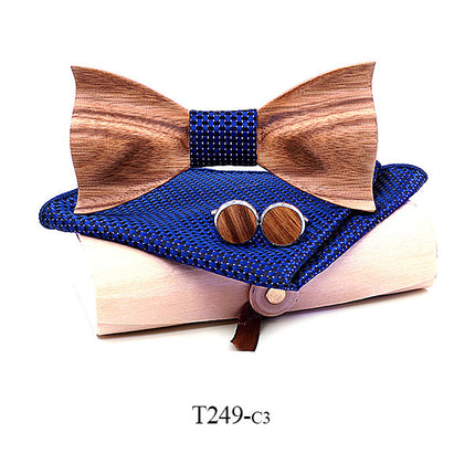 Swadeshi World Zebra wood wooden bow tie set