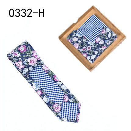 Swadeshi World Unique Men's Tie Floral Print Pocket Square Cotton Tie