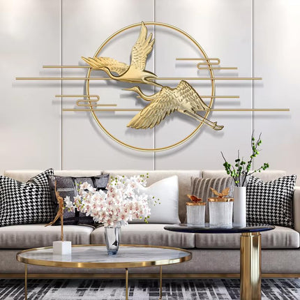 Swadeshi World Golden Flying Bird Wall Art with Metal Frame (Golden, 48 x22 inch)
