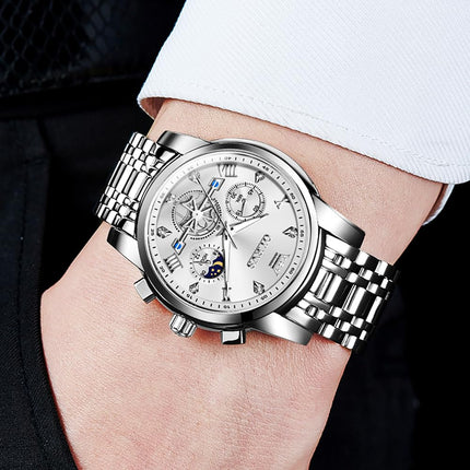 OLEVS Watch for Man Analog Quartz Skeleton Chronograph Diamond Watches Waterproof Dress Watches