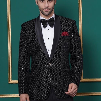 Velvet Wedding Blazer Suit for Men Embroidered Velvet Blazer Relaxed Fit Blazer for Men