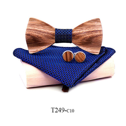 Swadeshi World Zebra wood wooden bow tie set