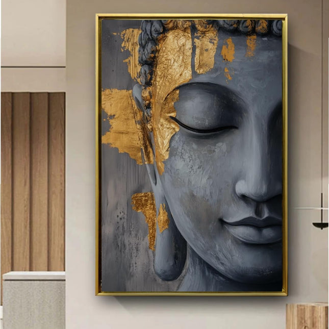 Swadeshi World Art Sense Abstract Buddha Painting 3d look Buddha lucky canvas Painting-20x30 inches/(50x71cm)