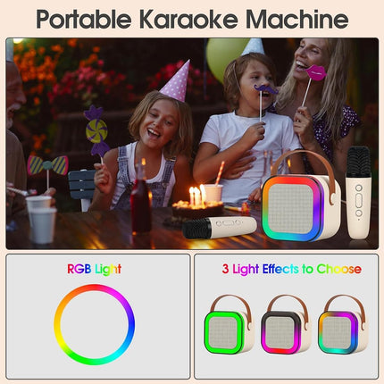Swadeshi World Karaoke Machine for Kids Adults, Mini Portable Blue-Tooth Karaoke Speaker with Wireless Microphone and Dynamic Lights Birthday Gift