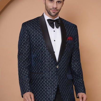 Velvet Wedding Blazer Suit for Men Embroidered Velvet Blazer Relaxed Fit Blazer for Men