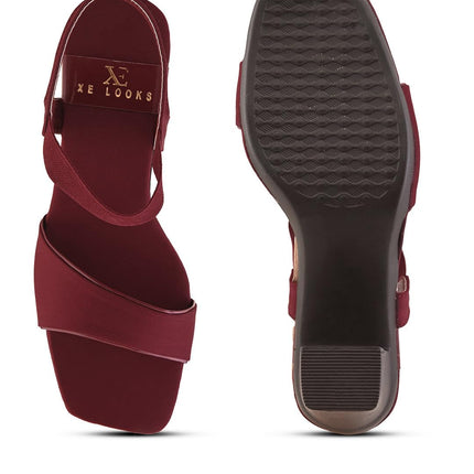 Women's Trendy Block Heels Open-Toe Sandals with Elastic Support, Anti-Skid Sole & Block Heels For Girls & Women