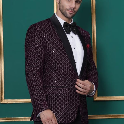 Velvet Wedding Blazer Suit for Men Embroidered Velvet Blazer Relaxed Fit Blazer for Men