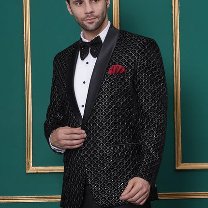 Velvet Wedding Blazer Suit for Men Embroidered Velvet Blazer Relaxed Fit Blazer for Men