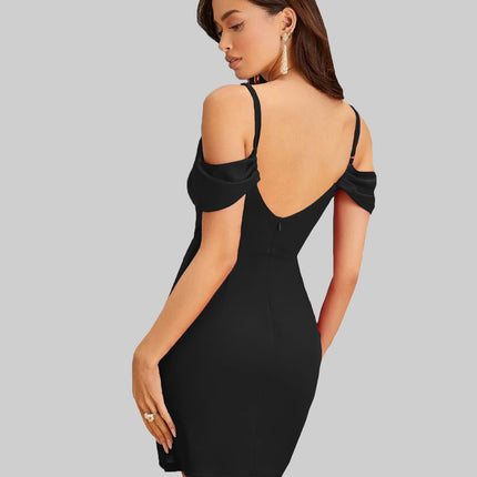 SWADESHI WORLD V-Neck Sleeveless Cotton Blend Solid Bodycon Knee-Length Women Dress