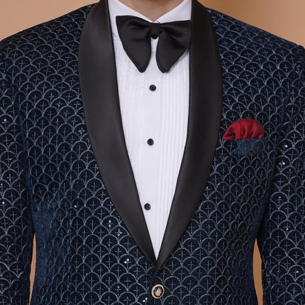 Velvet Wedding Blazer Suit for Men Embroidered Velvet Blazer Relaxed Fit Blazer for Men