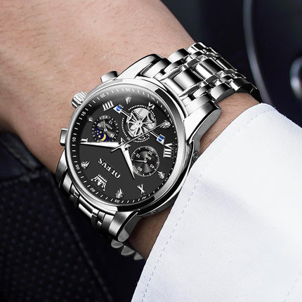 OLEVS Watch for Man Analog Quartz Skeleton Chronograph Diamond Watches Waterproof Dress Watches