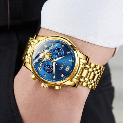 OLEVS Watch for Man Analog Quartz Skeleton Chronograph Diamond Watches Waterproof Dress Watches
