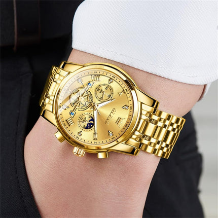 OLEVS Watch for Man Analog Quartz Skeleton Chronograph Diamond Watches Waterproof Dress Watches