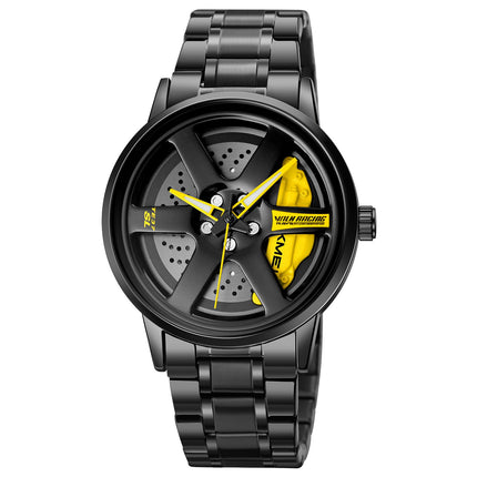 Men's Rolling Wheel Gift Wristwatch - Black