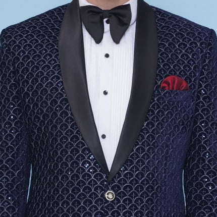 Velvet Wedding Blazer Suit for Men Embroidered Velvet Blazer Relaxed Fit Blazer for Men