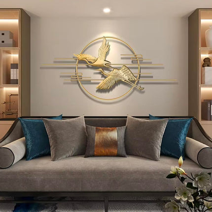 Swadeshi World Golden Flying Bird Wall Art with Metal Frame (Golden, 48 x22 inch)