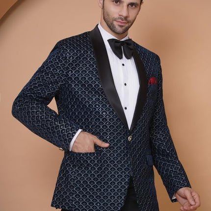 Velvet Wedding Blazer Suit for Men Embroidered Velvet Blazer Relaxed Fit Blazer for Men