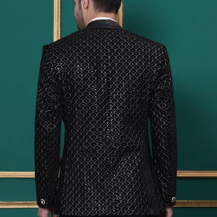 Velvet Wedding Blazer Suit for Men Embroidered Velvet Blazer Relaxed Fit Blazer for Men