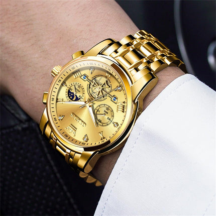 OLEVS Watch for Man Analog Quartz Skeleton Chronograph Diamond Watches Waterproof Dress Watches