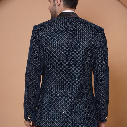 Velvet Wedding Blazer Suit for Men Embroidered Velvet Blazer Relaxed Fit Blazer for Men