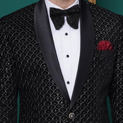 Velvet Wedding Blazer Suit for Men Embroidered Velvet Blazer Relaxed Fit Blazer for Men