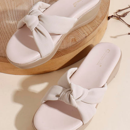 Women’s Wedge Slip-On Sandals with Knot Strap | Comfortable Casual Platform Slippers for Girls & Women