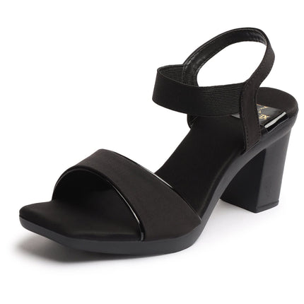 Women's Trendy Block Heels Open-Toe Sandals with Elastic Support, Anti-Skid Sole & Block Heels For Girls & Women