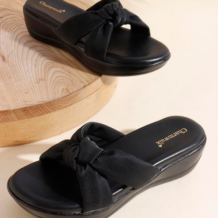 Women’s Wedge Slip-On Sandals with Knot Strap | Comfortable Casual Platform Slippers for Girls & Women