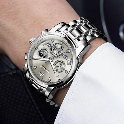 OLEVS Watch for Man Analog Quartz Skeleton Chronograph Diamond Watches Waterproof Dress Watches
