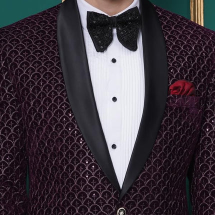 Velvet Wedding Blazer Suit for Men Embroidered Velvet Blazer Relaxed Fit Blazer for Men