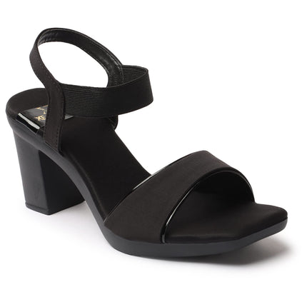 Women's Trendy Block Heels Open-Toe Sandals with Elastic Support, Anti-Skid Sole & Block Heels For Girls & Women