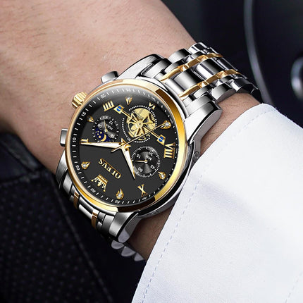OLEVS Watch for Man Analog Quartz Skeleton Chronograph Diamond Watches Waterproof Dress Watches