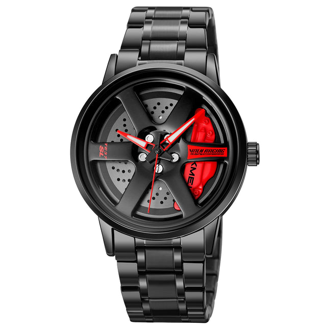 Men's Rolling Wheel Gift Wristwatch - Black