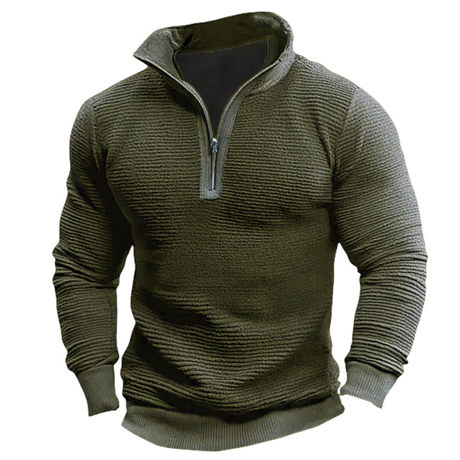 Men's Hoodie Contrast Color Zipper Casual Sweatshirt Chex