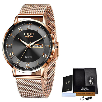Ladies Quartz Dual Calendar Waterproof Thin Watch by Swadeshi world
