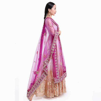 Swadeshi World Indian Sari Scarf Mesh Embroidery Georgette Exotic Style