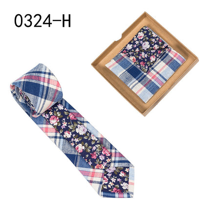 Swadeshi World Unique Men's Tie Floral Print Pocket Square Cotton Tie