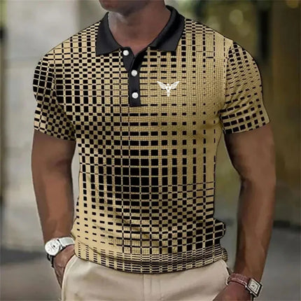 Swadeshi World Men's Short-sleeved Polo T-Shirt Plaid Bat Pattern Golf T-shirt Multicolors