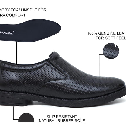 Swadeshi World Men's Genuine Leather Slip On Formal Shoes