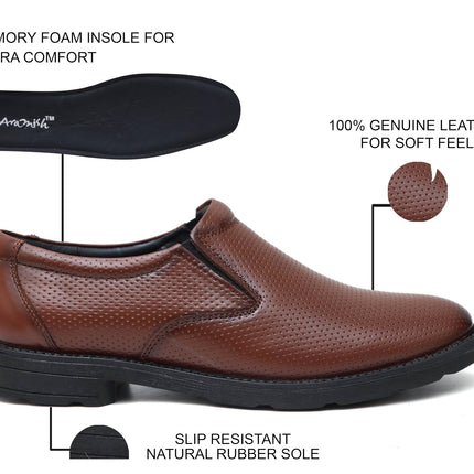 Swadeshi World Men's Genuine Leather Slip On Formal Shoes
